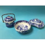 A Spode Italian circular bowl, tureen and cover and a biscuit barrel Condition Report All three