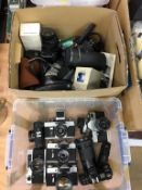 Two boxes of cameras
