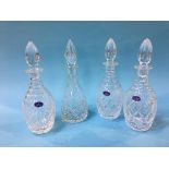 Three Royal Doulton glass decanters and one other All four cloudy. Unsure if dusty or a bit