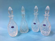 Three Royal Doulton glass decanters and one other All four cloudy. Unsure if dusty or a bit