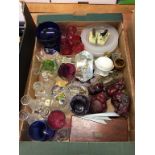 Box of assorted including Cranberry glass etc.