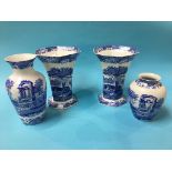 A pair of Spode Italian octagonal tapering vases and two others Condition Report All pieces have