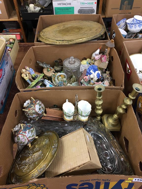 Three boxes of assorted china and glass