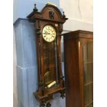 A Vienna double weight walnut wall clock
