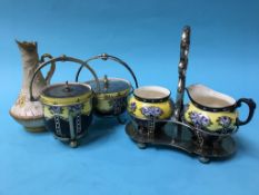 Quantity of Crown Devon, with silver plated stands