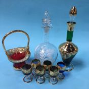 A Bohemian glass decanter, vase etc.