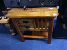 Square oak two drawer table