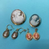 Quantity of gold mounted Cameo jewellery