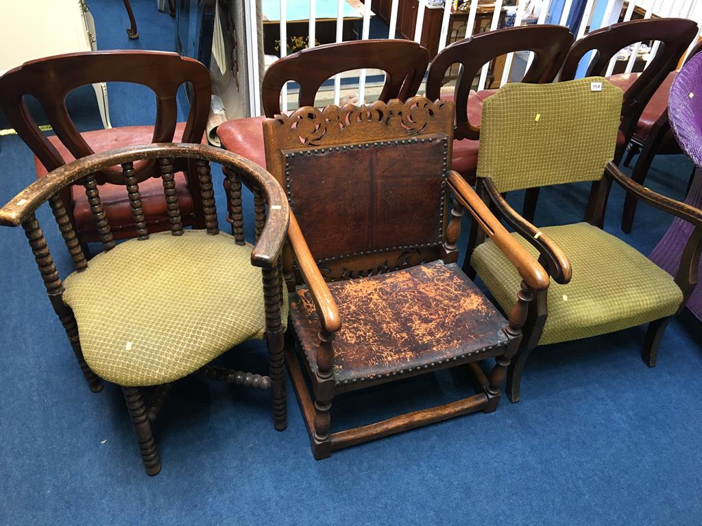 A bobbin turned chair and two child's chairs