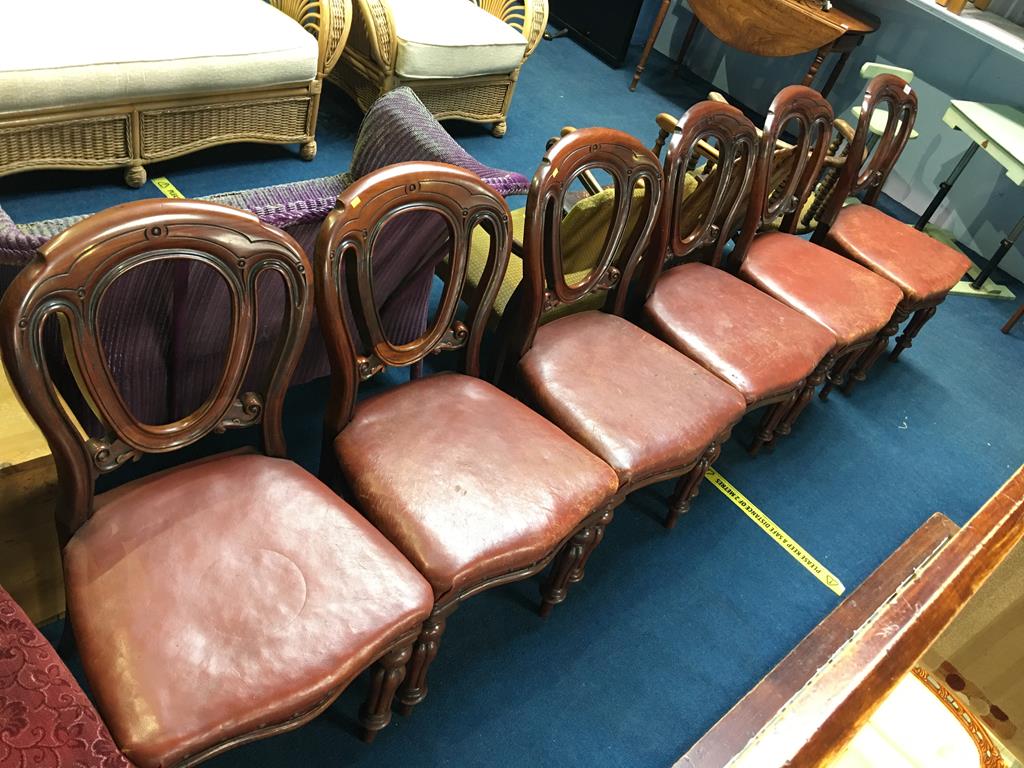 Set of six late 19th century mahogany dining chairs