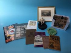 Box of assorted including Michelin ashtray, various enamel badges etc.