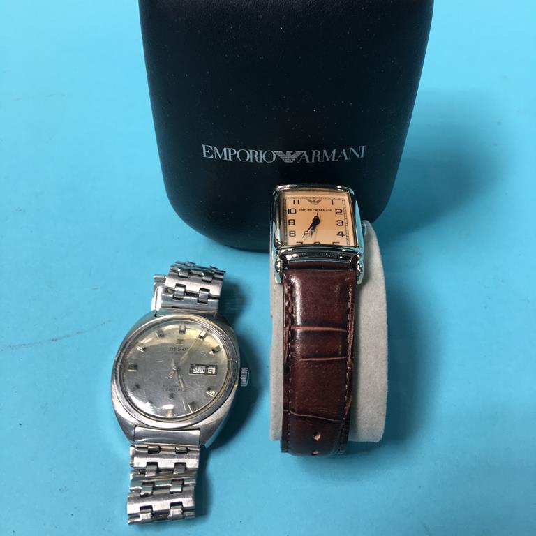 Two Gent's wristwatches, Seiko and Armani