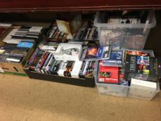 Five boxes of CDs and DVDs