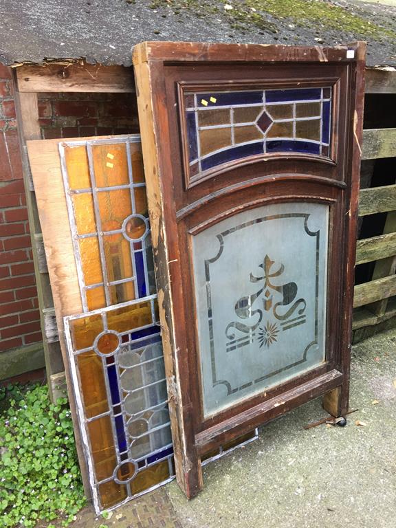 A large quantity of leaded glass windows