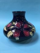 A large Moorcroft squat shape vase, 20cm height