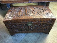 A carved Oriental chest