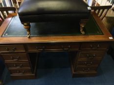 A reproduction mahogany pedestal desk, 121cm wide