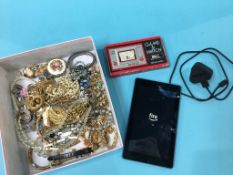 A Nintendo 'Ball' game and watch, a Kindle and assorted jewellery