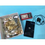 A Nintendo 'Ball' game and watch, a Kindle and assorted jewellery