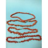 Four coral necklaces