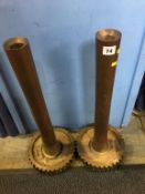 A heavy pair of brass and copper cogs, 25cm wide x 60cm long