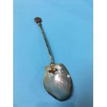 A mother of pearl spoon, with Cameo finial