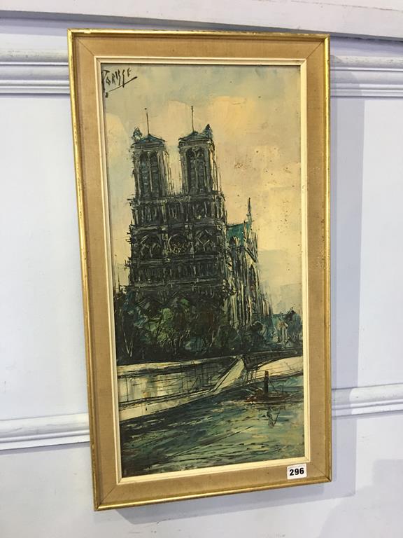 Oil on board, Notre Dame Cathedral, signed Porisse