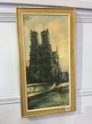 Oil on board, Notre Dame Cathedral, signed Porisse