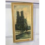 Oil on board, Notre Dame Cathedral, signed Porisse