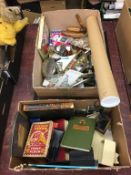 Two boxes of assorted to include a carriage clock etc.