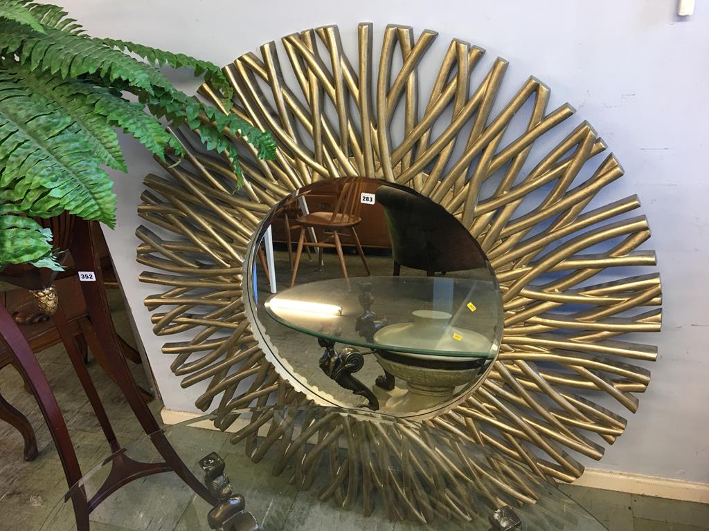 A large circular mirror