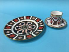 A Royal Crown Derby plate and a Royal Worcester coffee can and saucer