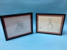 Two 'The Simpsons' original drawings, used in the production of 'The Simpsons', Certificates to