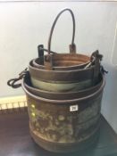 Three metalwork buckets