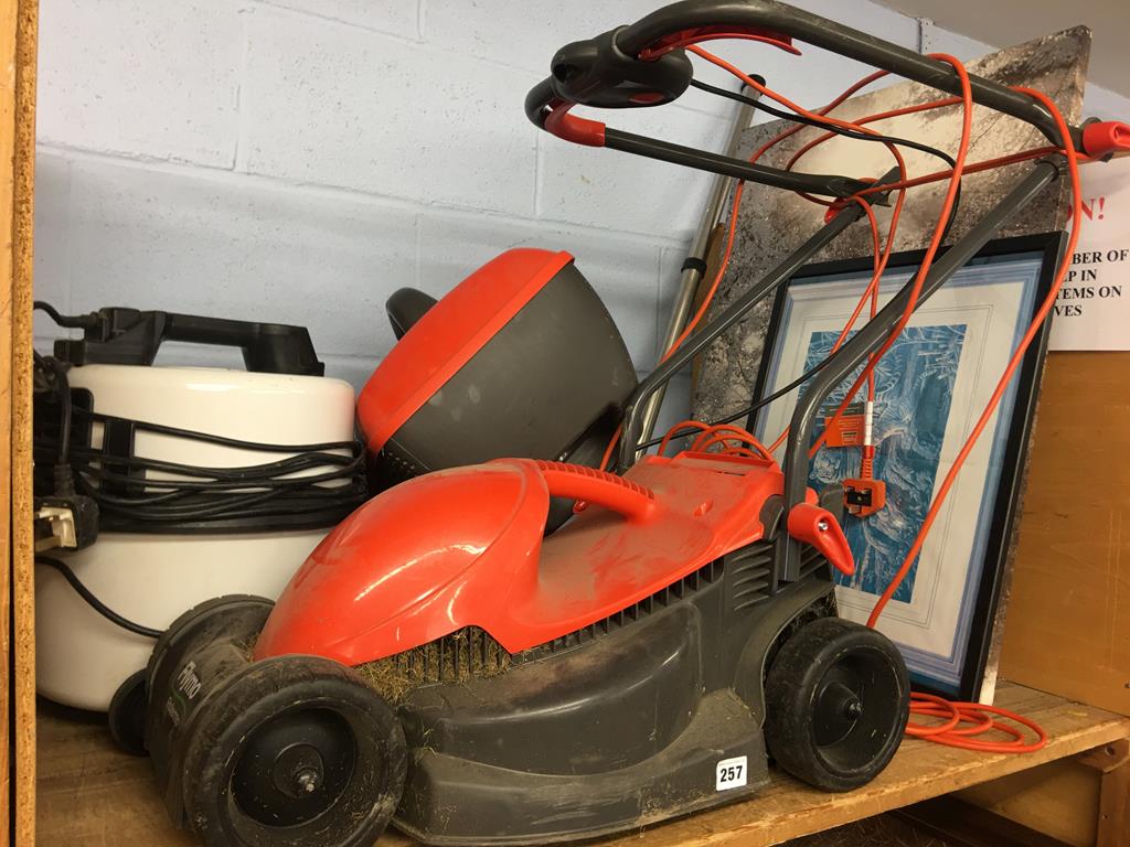 A vacuum and a lawnmower etc.
