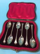 A cased set of six silver spoons