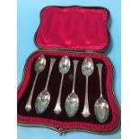 A cased set of six silver spoons