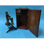 A cased microscope by Baker, 244 High Holborn, London