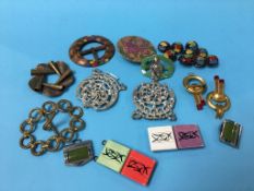 Ten decorative buckles