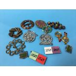 Ten decorative buckles