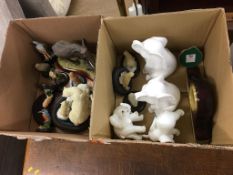 Two boxes of various animal figures