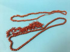 Three coral necklaces