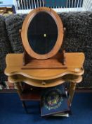 A pine dressing table etc.
