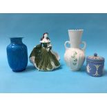 A Coalport figure and a Belleek vase etc.