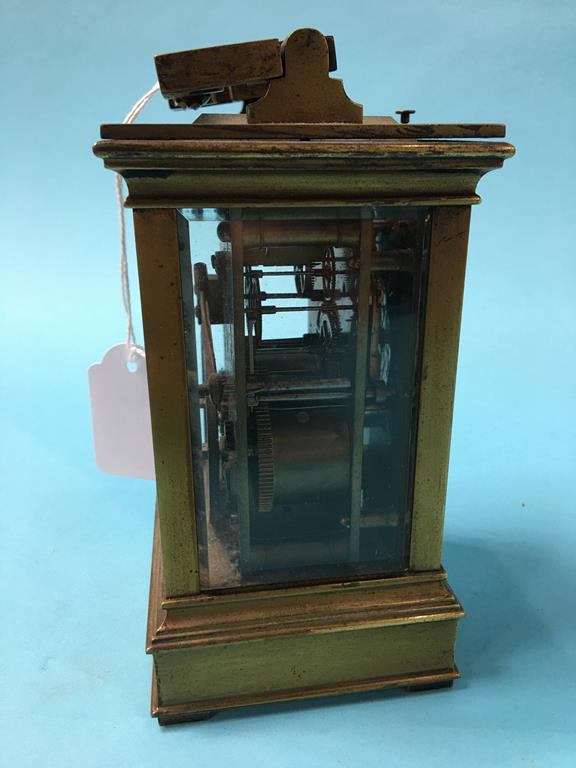A brass chiming carriage clock, approx. 14.5cm tall - Image 3 of 5