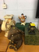 Two Ringtons figures and an elephant seat etc.