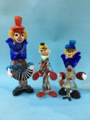 Four Murano glass clowns