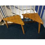 A pair of oak G Plan Gomme triangular tables