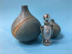 Two Continental spherical vases and a scent bottle