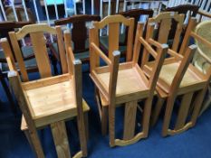 Six pine chairs